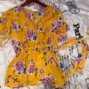Mustard shirt with flowers